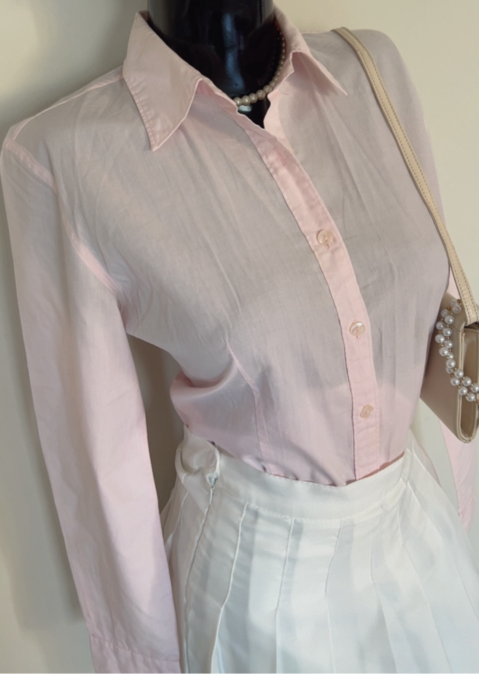 plain white fitted button down