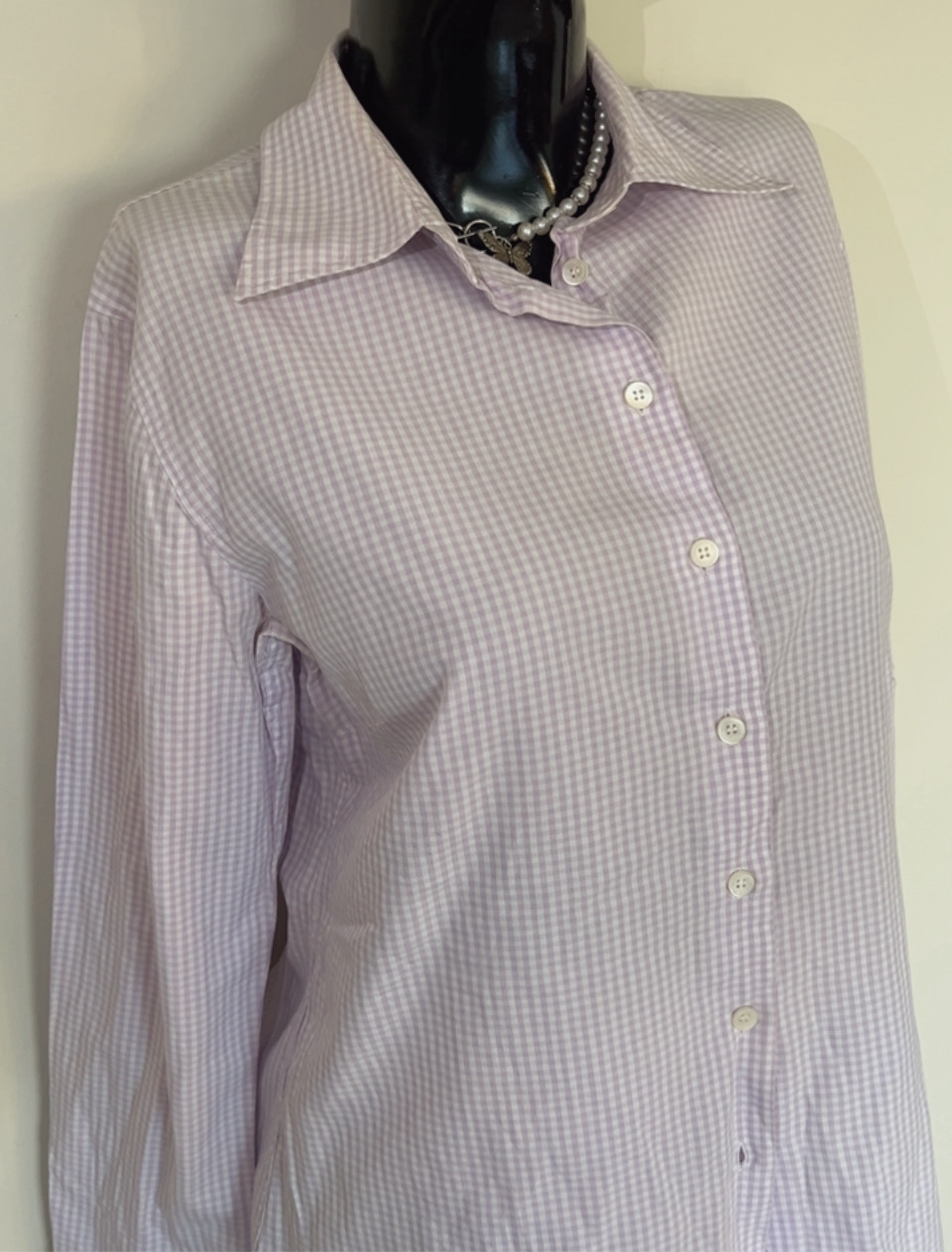 Lavender check button down