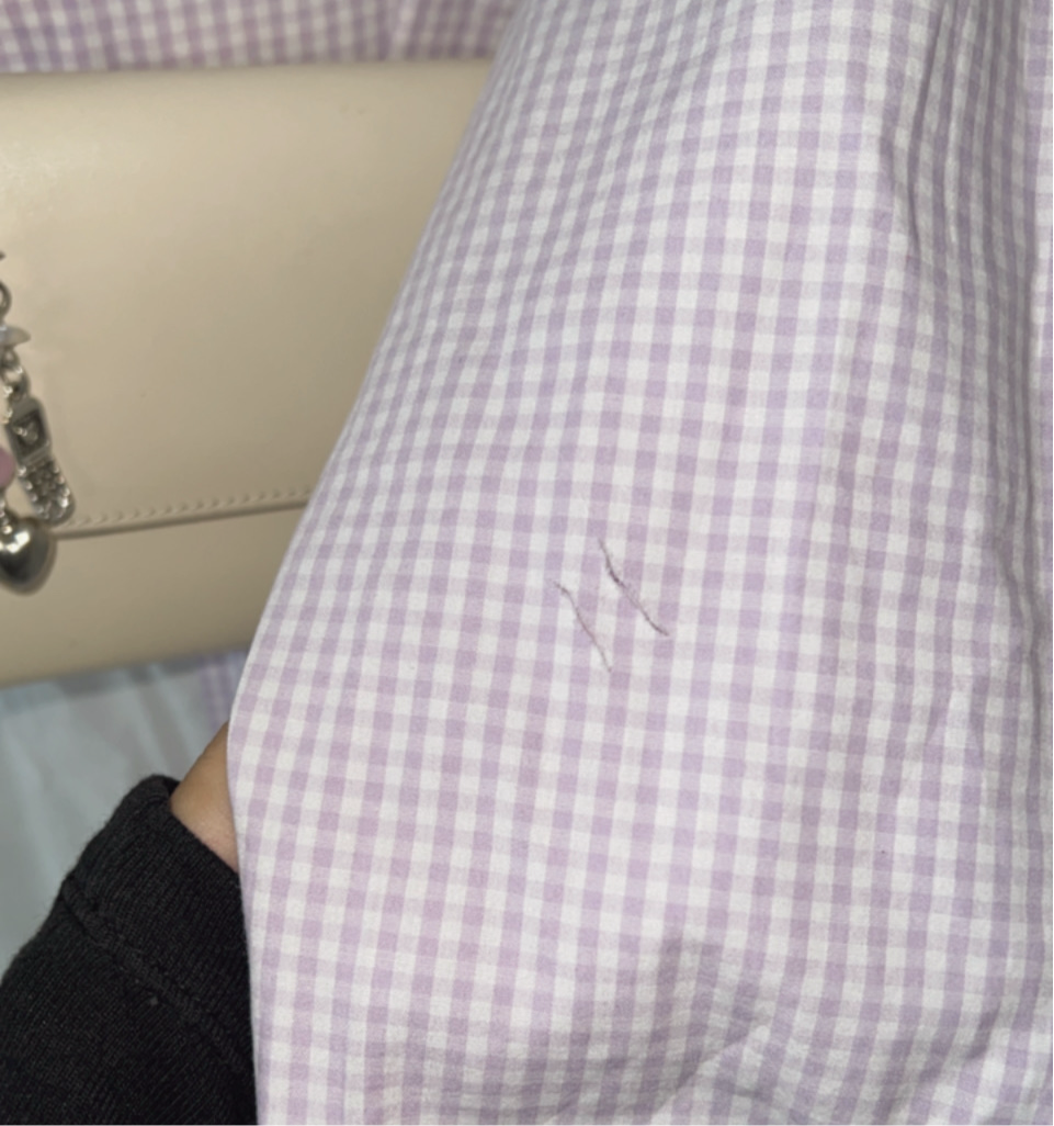 Lavender check button down