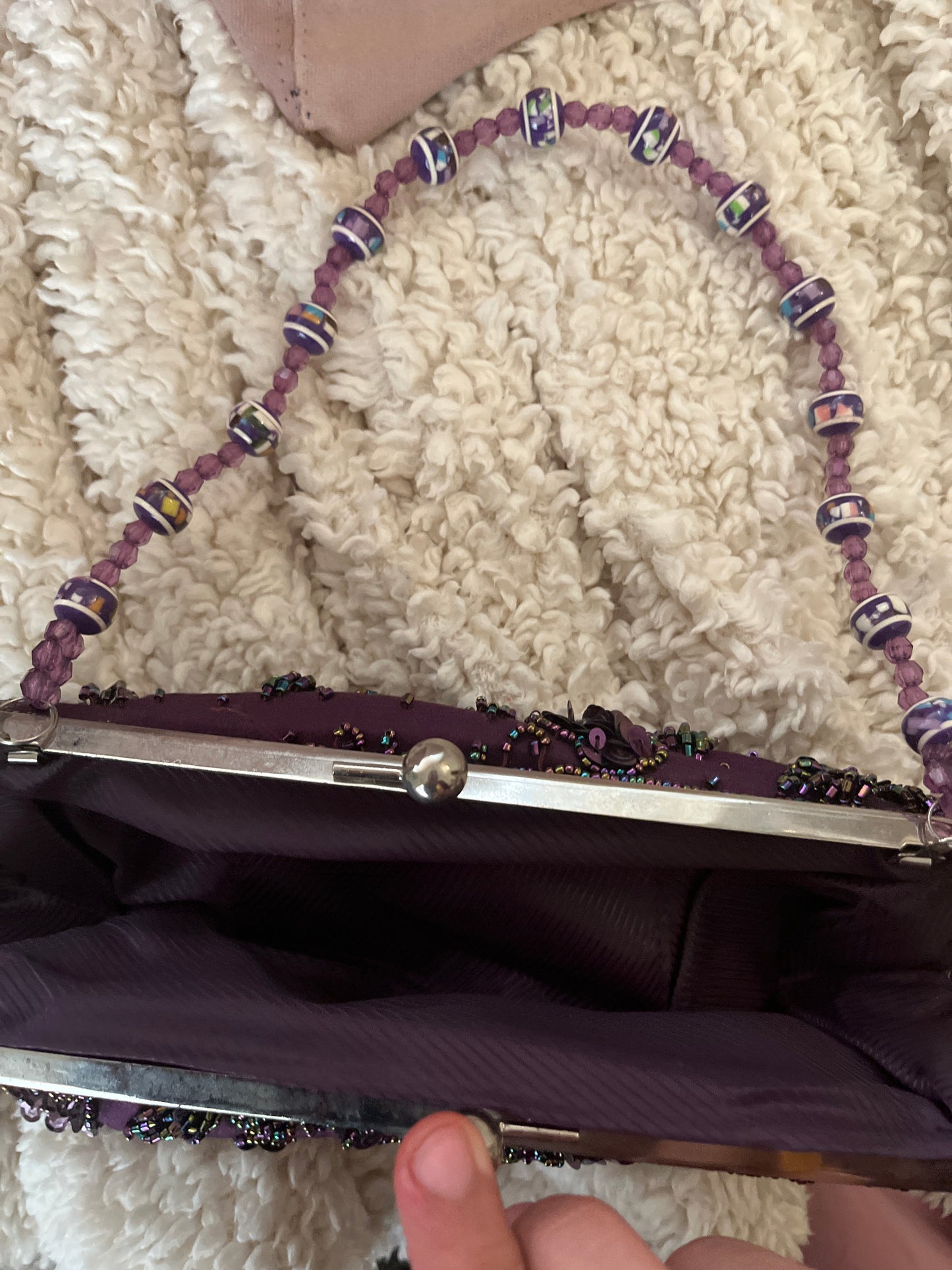 Vintage plum embellished hand bag