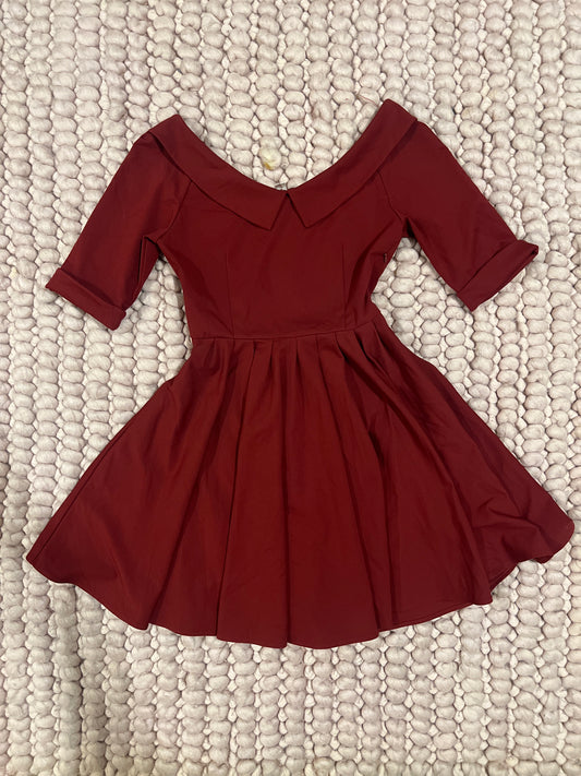 maroon deep neck dress