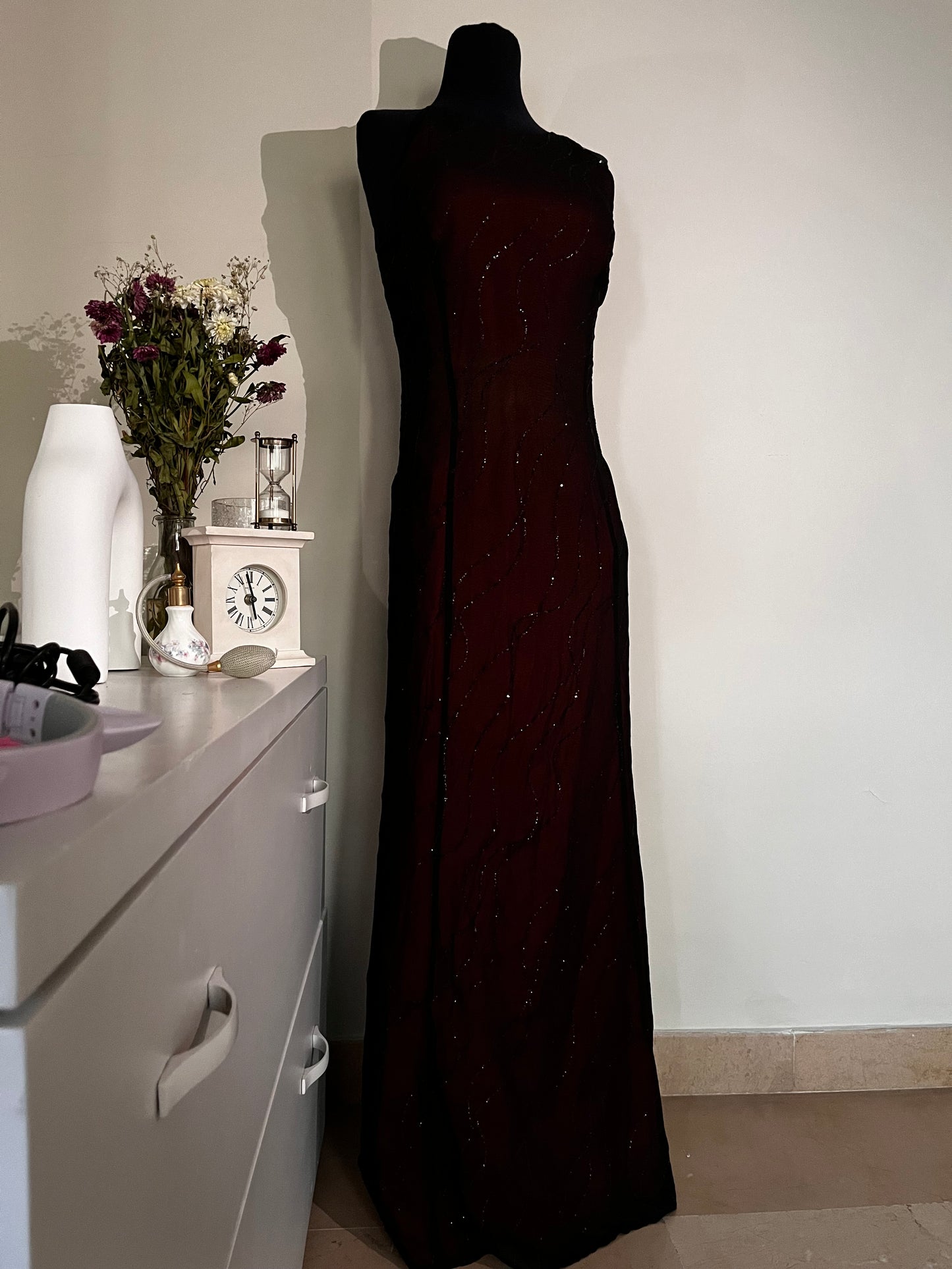 Wine red glittery dress