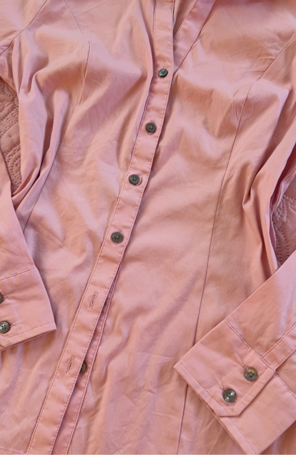 fitted blush pink button down