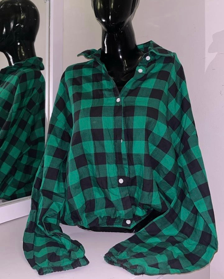 Green baggy button down