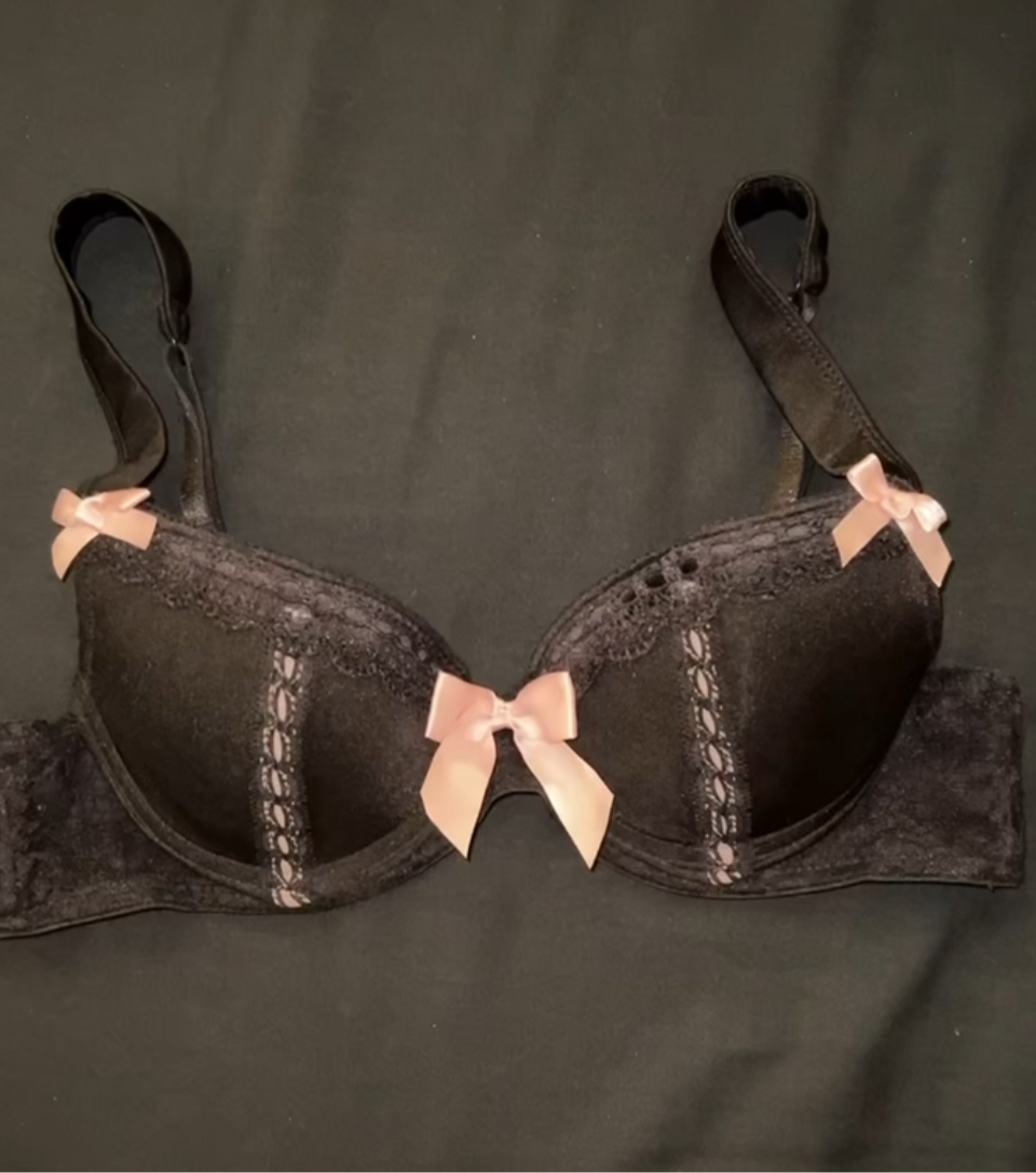 black & pink bow bralette