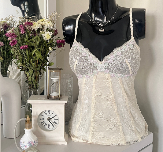 pale yellow net lace cami