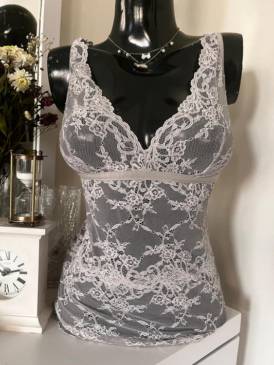 Net grey lace tank