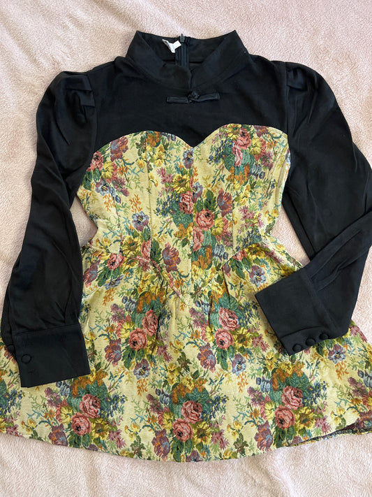 Winter floral vintage mini dress