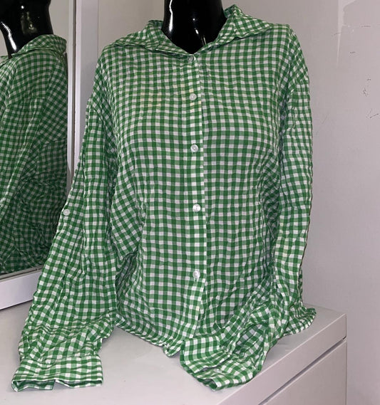 Grass Green Checked Button Down