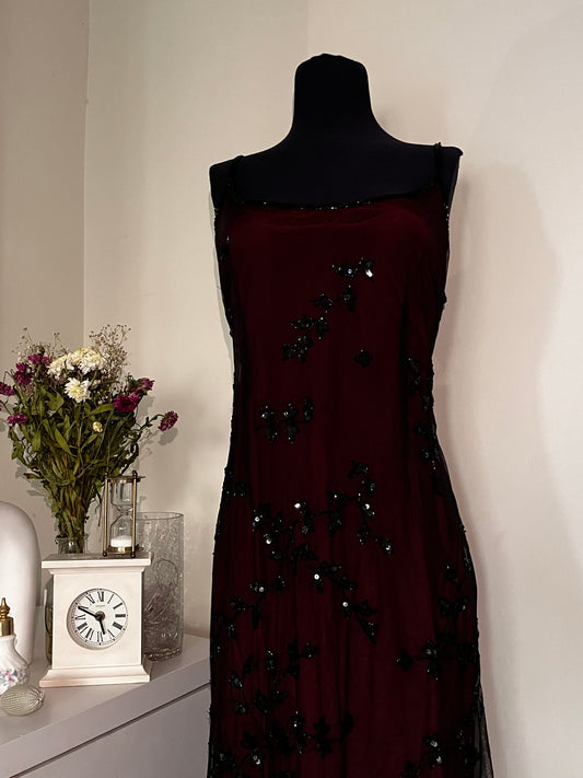 Glittery Sequin Wine red dress