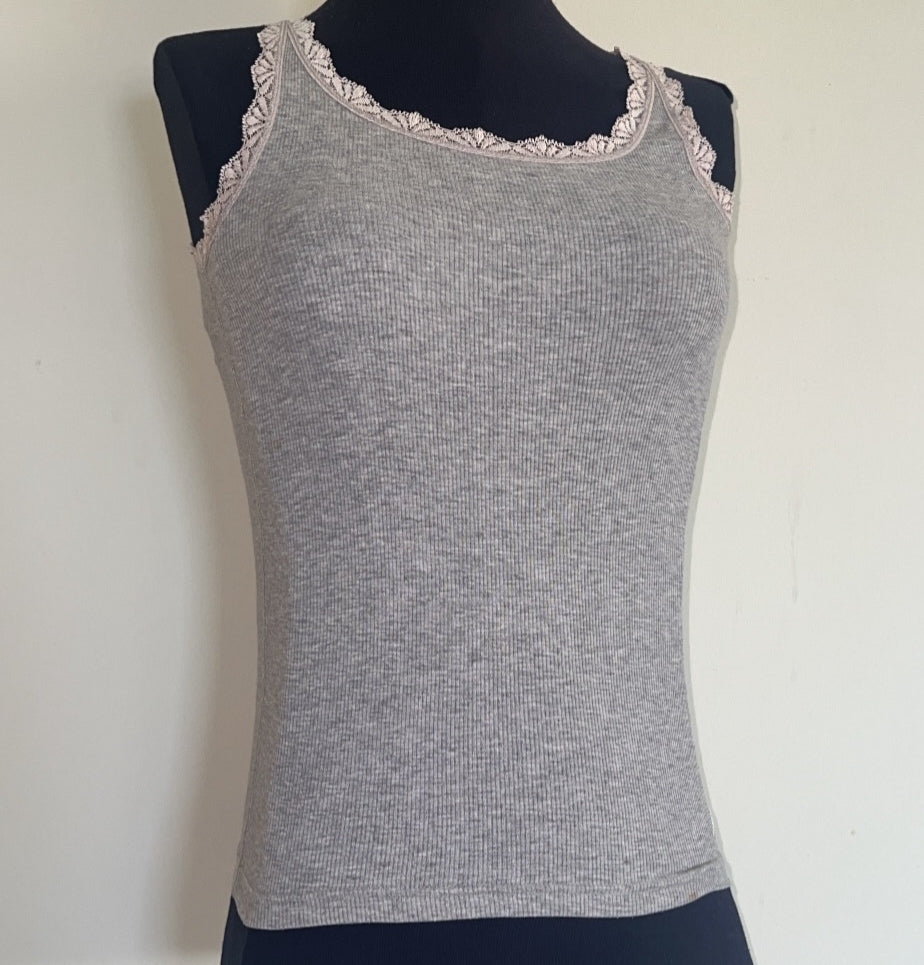 Grey lace tank top