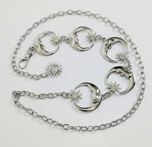 silver moon waist chain