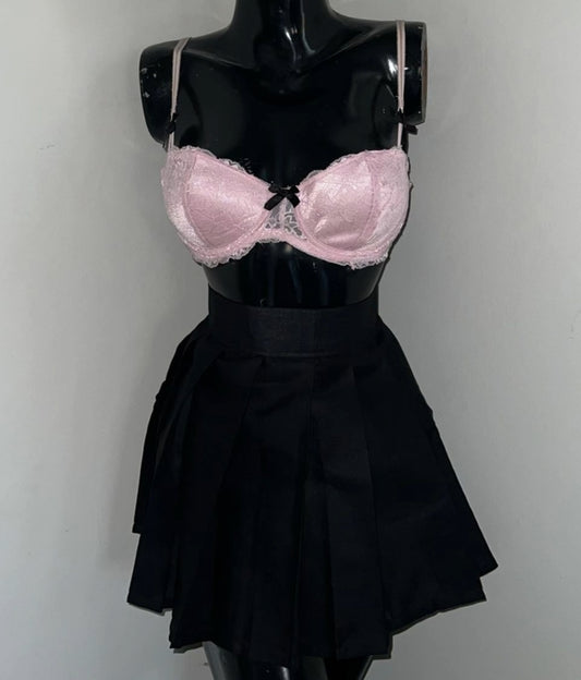 Pink bra with black skirt Lingerie Set