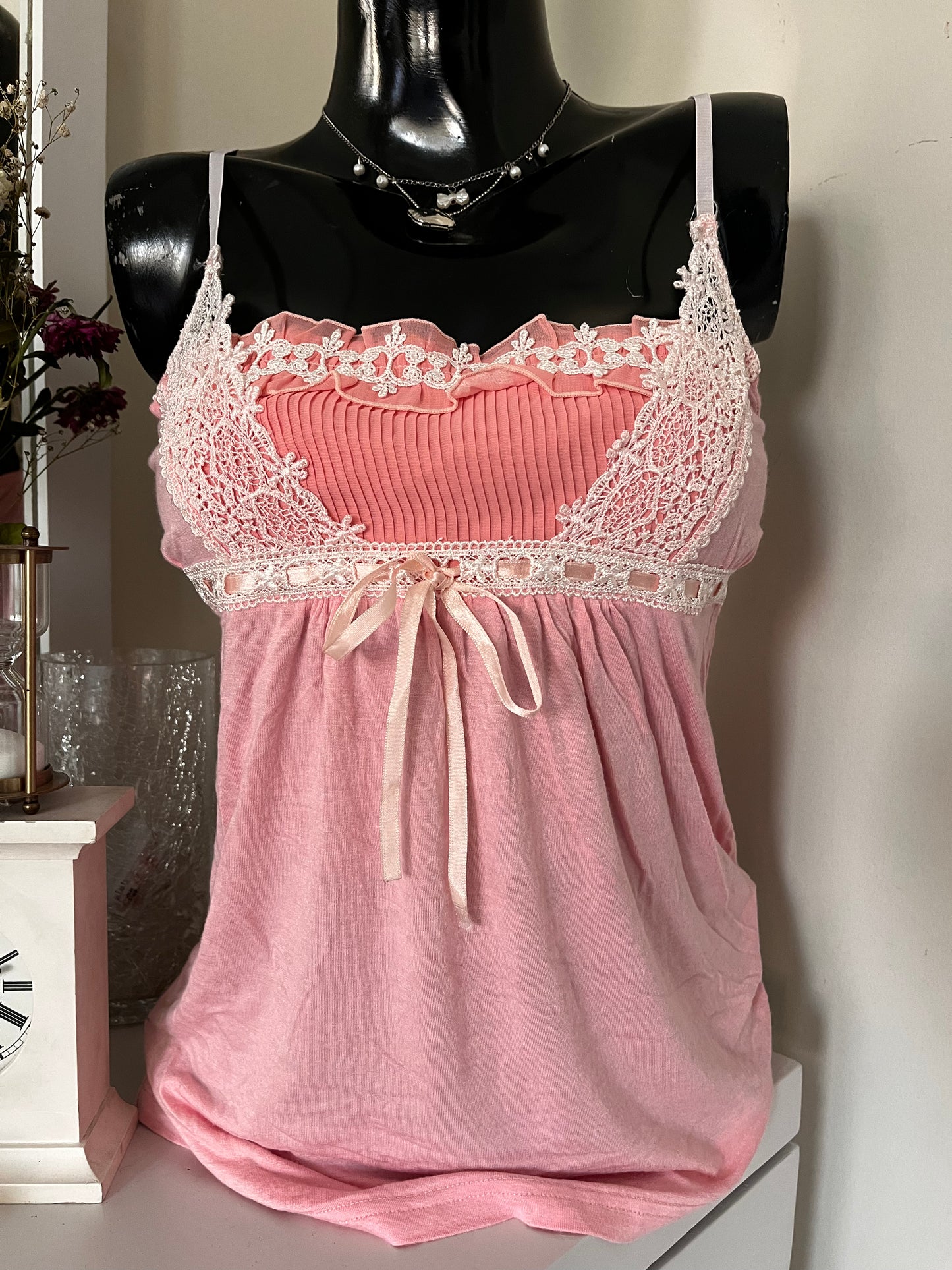 Pink Lace patchwork Cami