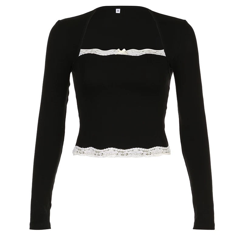 Black white lacing top Preorder