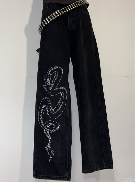 Hand painted dragon pants